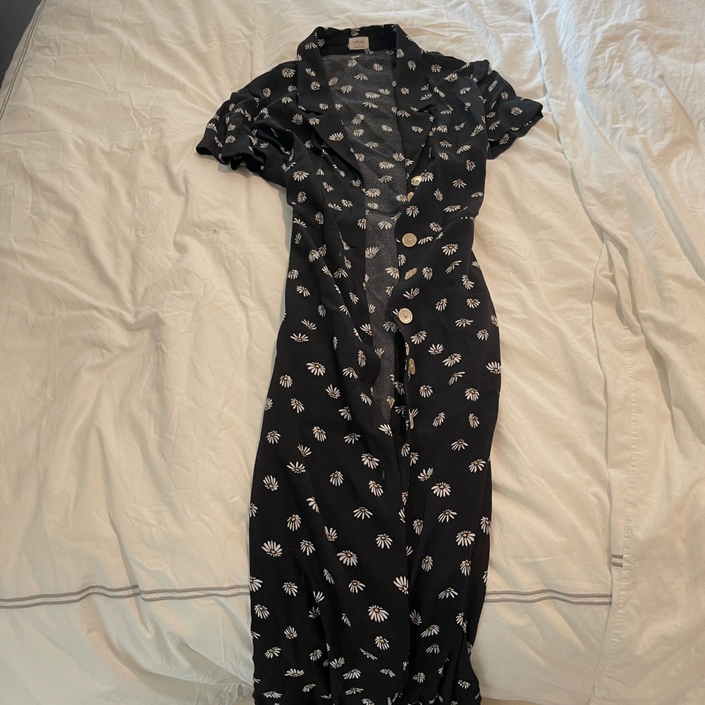 long button down dress. w tie at waist as well